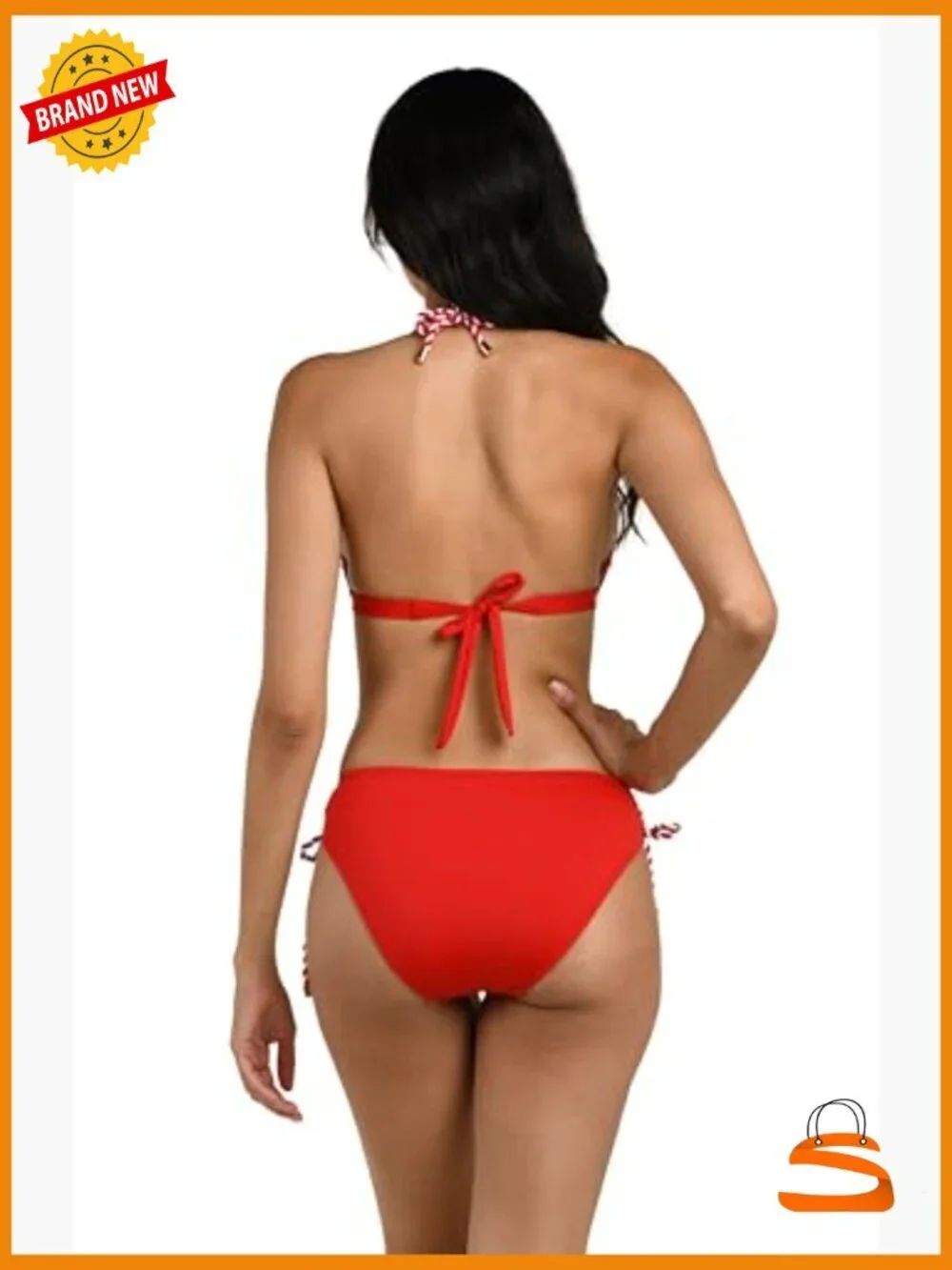 Size 8 Nylon Blend Hipster Bikini Bottom with Adjustable Side Ties